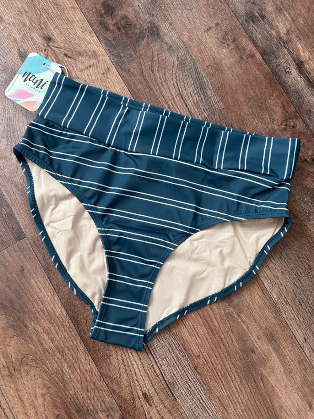New, Woman’s Nani Atlantic Stripe Midrise Bottom Swimwear